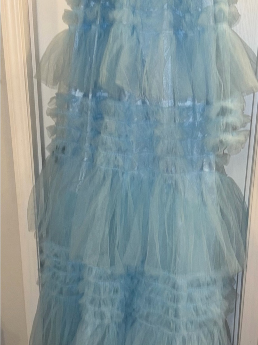 LULU’S Elegant Light Blue Tiered Tulle Evening Dress NWT - Picture 7 of 8